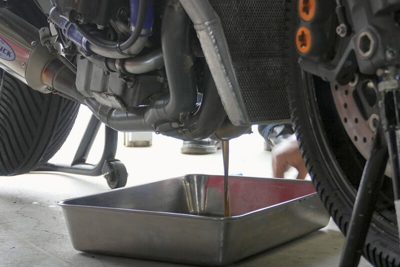 Oil change before motorcycle winterization