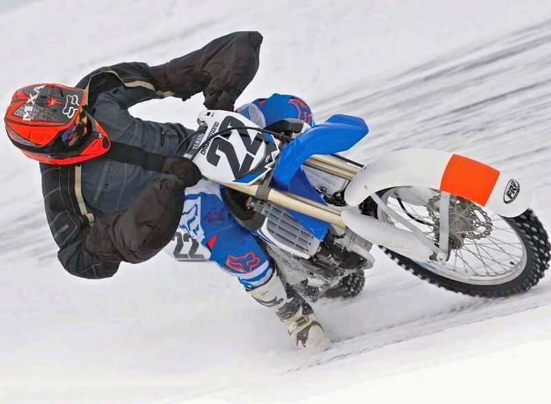 Dirt bike on winter studded tires
